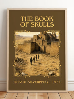 The Book of Skulls Classic Book Art Print by Robert Silverberg – framed print leaning on a wooden floor