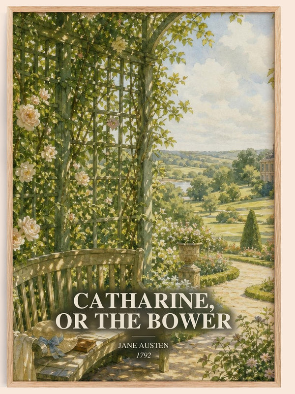 Catharine, Or The Bower watercolour book poster by Jane Austen – framed literary art print
