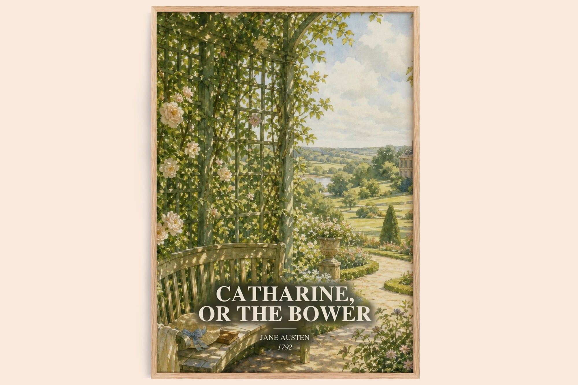 Catharine, Or The Bower watercolour book poster by Jane Austen – framed literary art print