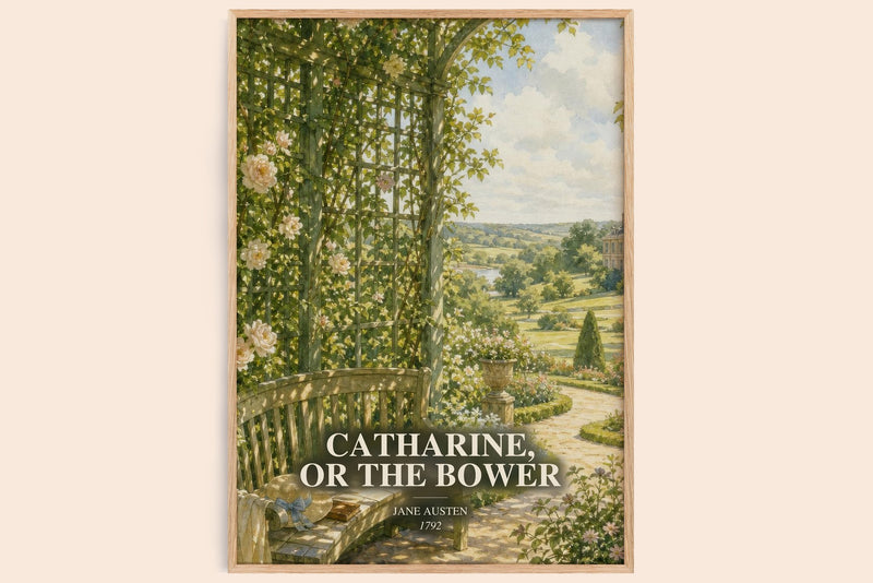 Catharine, Or The Bower watercolour book poster by Jane Austen – framed literary art print
