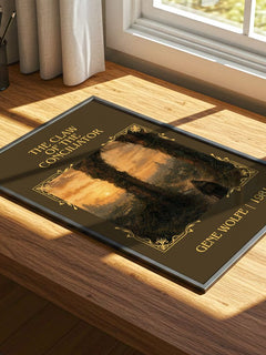 The Claw of the Conciliator Classic Book Art Print by Gene Wolfe – print on a sunlit desk