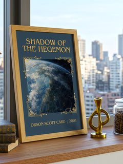 Shadow of the Hegemon Classic Book Art Print by Orson Scott Card – framed print on a city-view windowsill