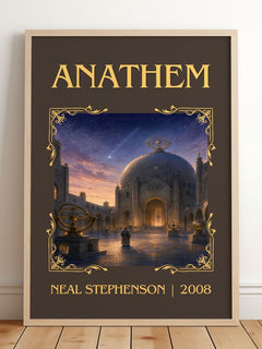 Anathem Classic Book Art Print by Neal Stephenson – framed print leaning on a wooden floor