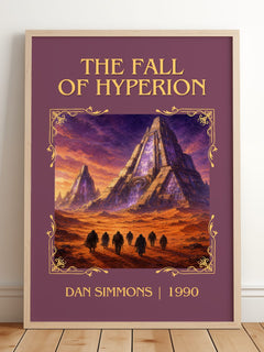 The Fall of Hyperion Classic Book Art Print by Dan Simmons – framed print leaning on a wooden floor