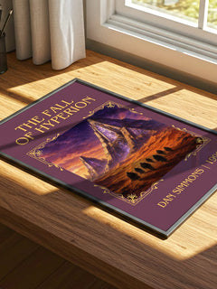 The Fall of Hyperion Classic Book Art Print by Dan Simmons – print on a sunlit desk