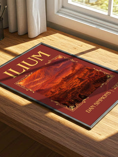 Ilium Classic Book Art Print by Dan Simmons – print on a sunlit desk