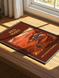 Red Mars Classic Book Art Print by Kim Stanley Robinson – print on a sunlit desk