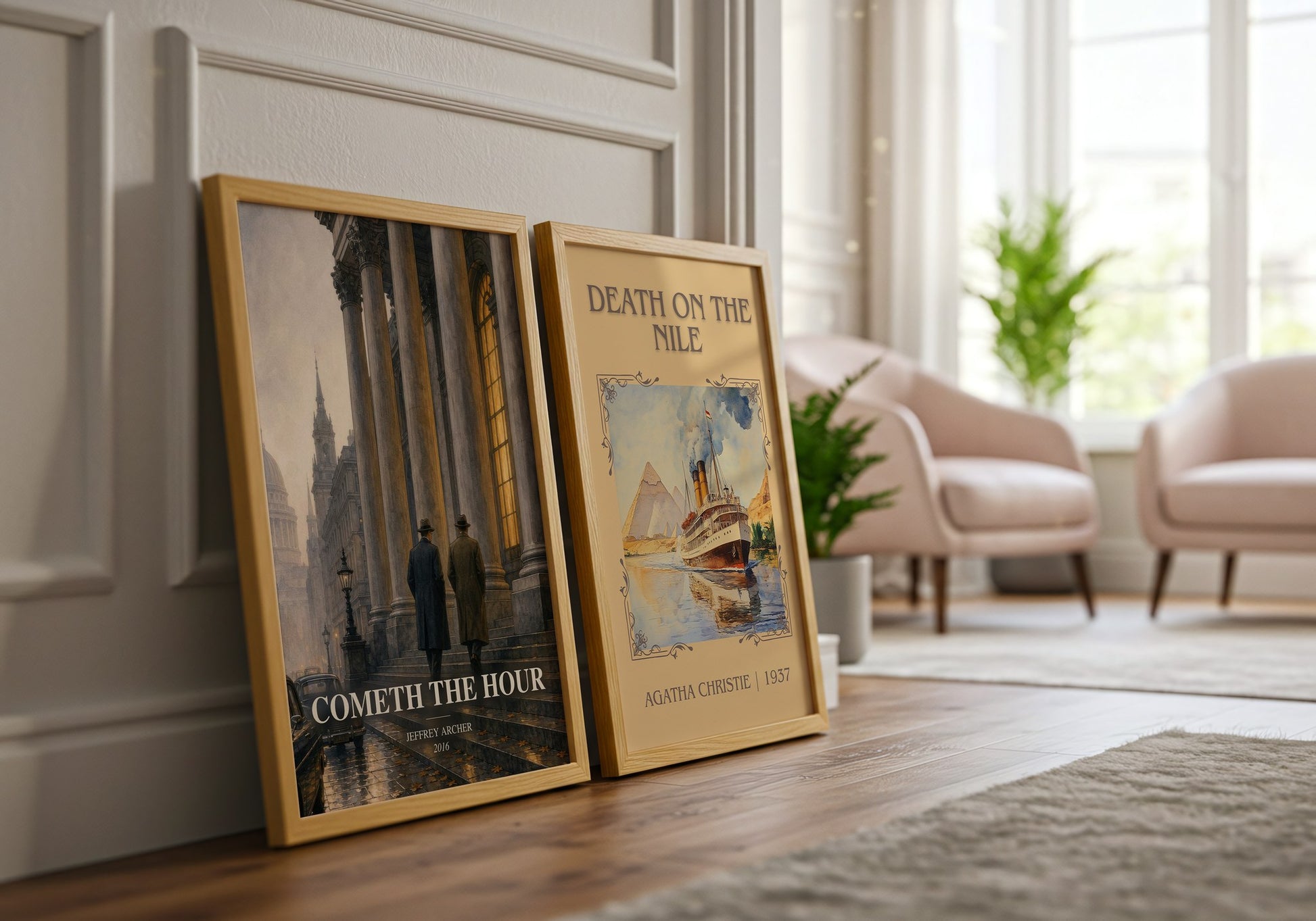 Cometh The Hour watercolour print framed by window – literary home decor