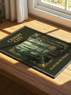 Chasm City Classic Book Art Print by Alastair Reynolds – print on a sunlit desk