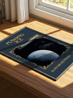 Pushing Ice Classic Book Art Print by Alastair Reynolds – print on a sunlit desk