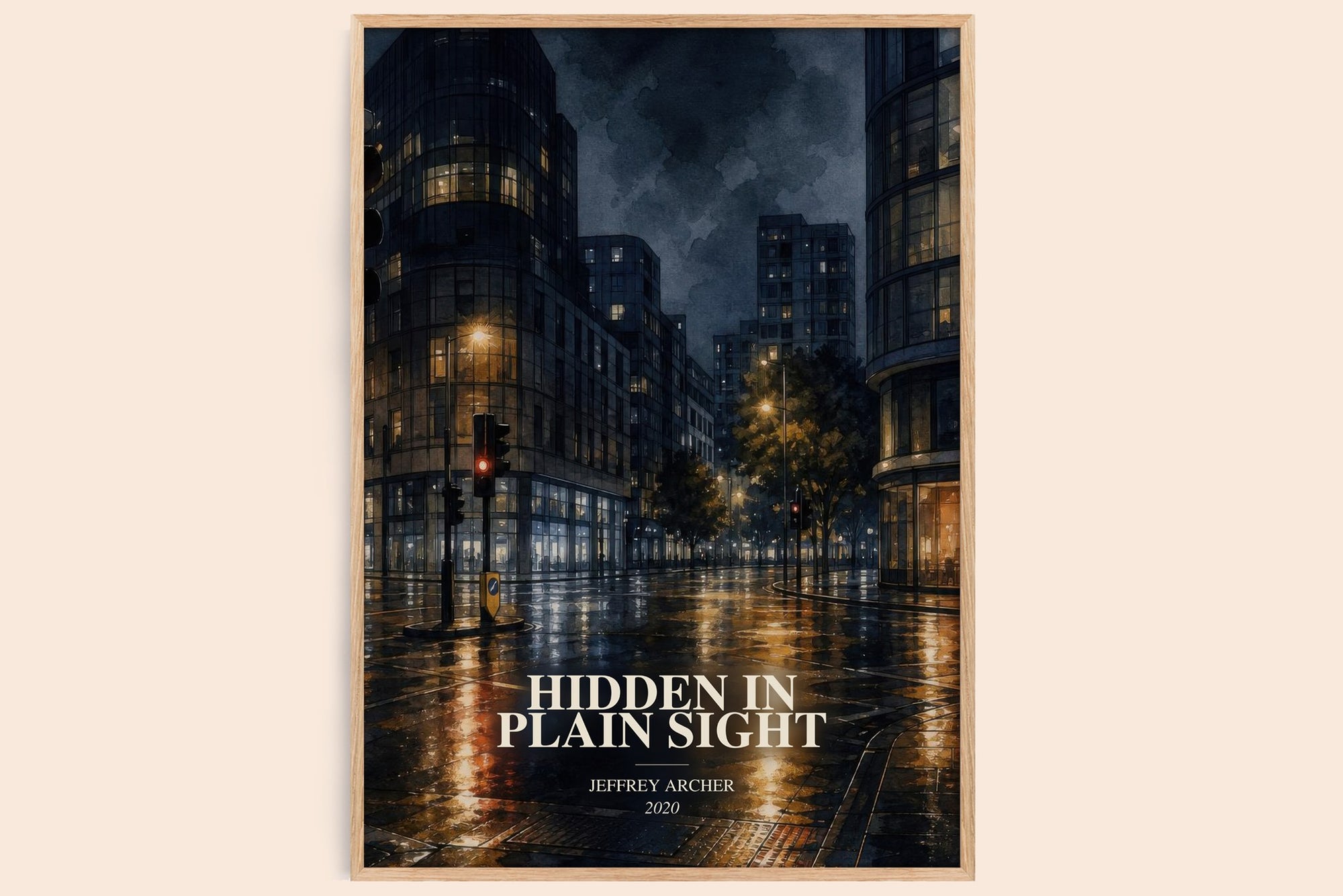 Hidden In Plain Sight watercolour book poster by Jeffrey Archer – framed literary art print