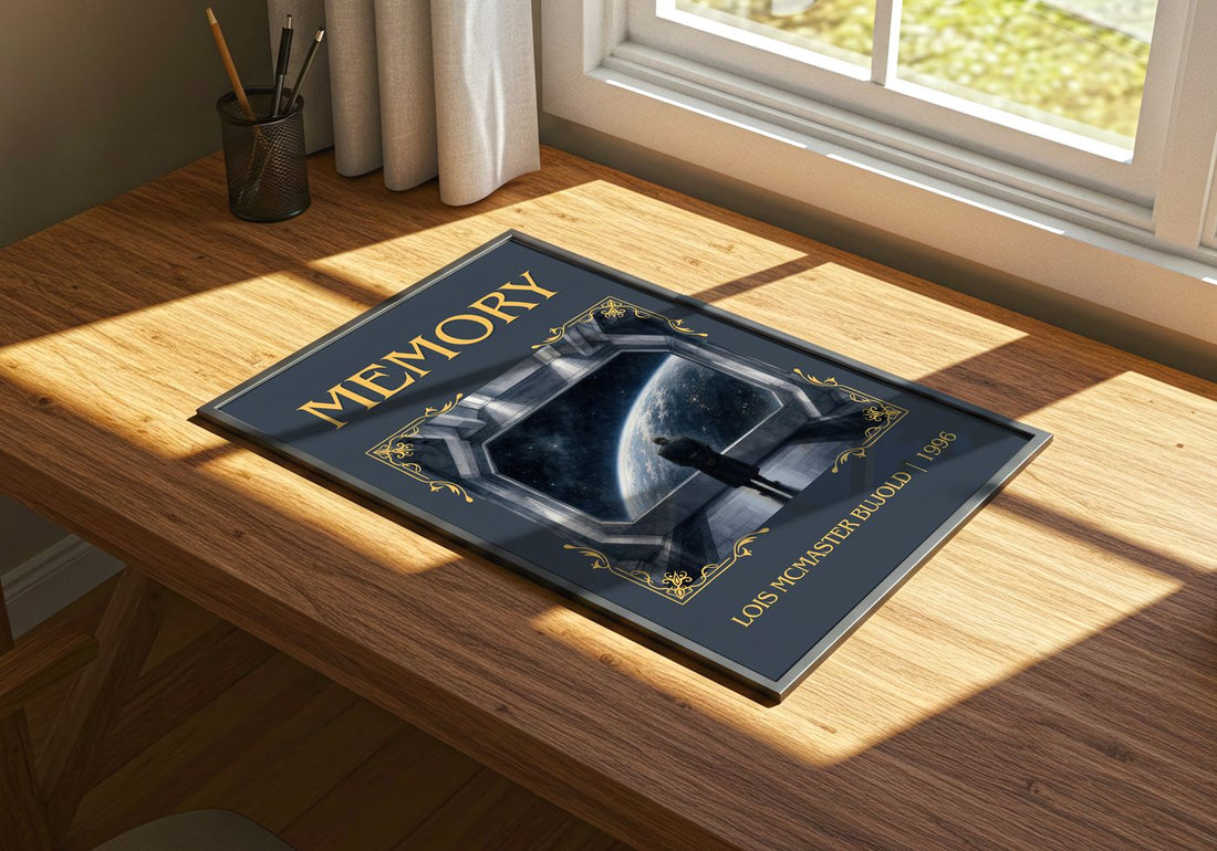 Memory Classic Book Art Print by Lois McMaster Bujold – print on a sunlit desk
