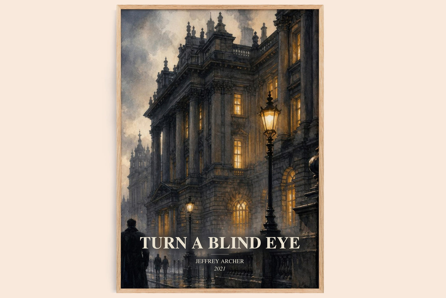Turn A Blind Eye watercolour book poster by Jeffrey Archer – framed literary art print