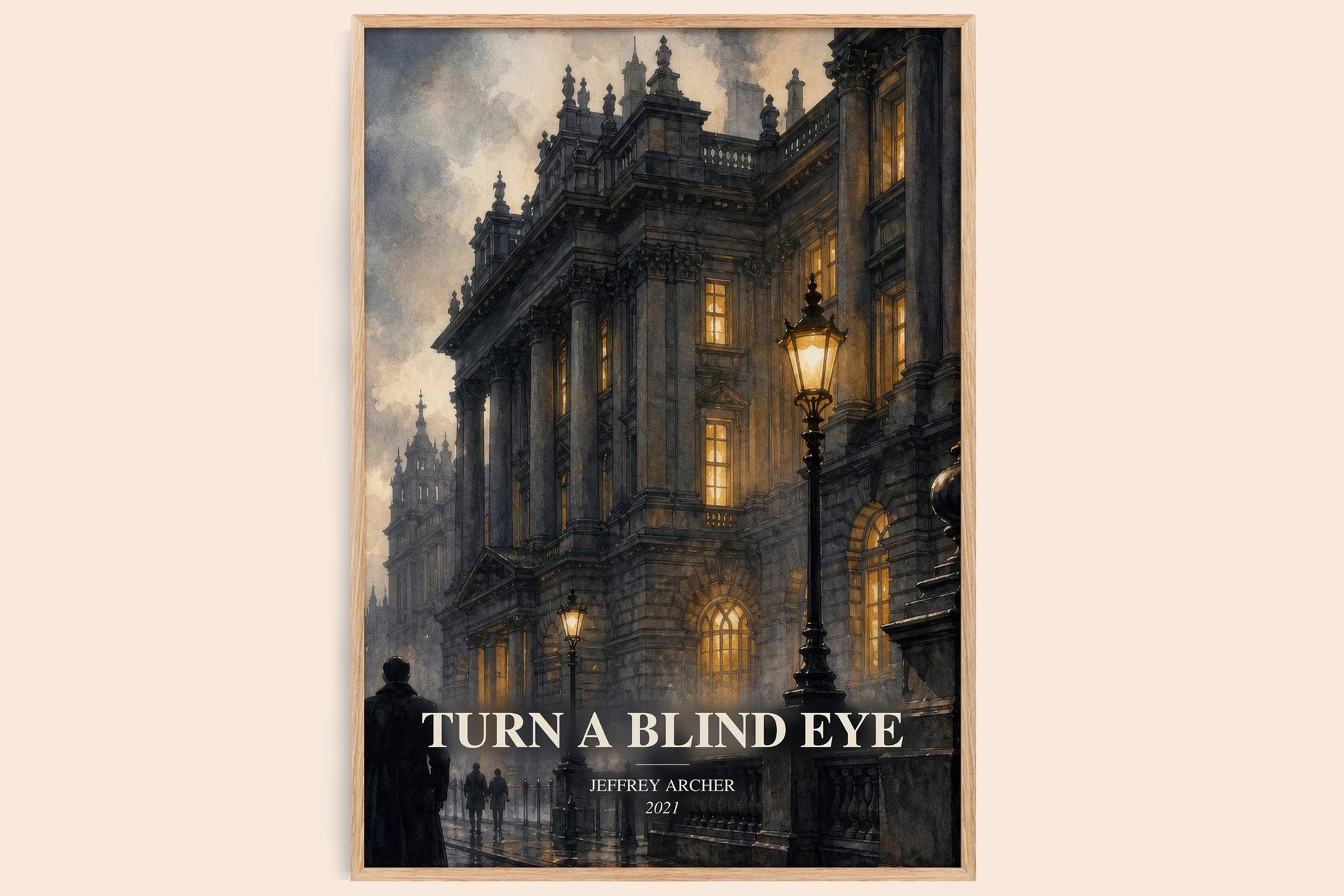 Turn A Blind Eye watercolour book poster by Jeffrey Archer – framed literary art print