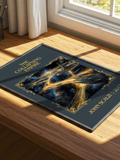 The Collapsing Empire Classic Book Art Print by John Scalzi – print on a sunlit desk