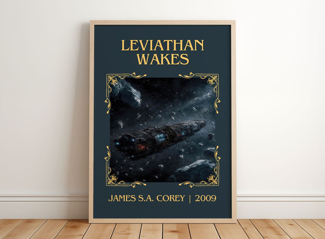 Leviathan Wakes Classic Book Art Print by James S.A. Corey – framed print leaning on a wooden floor