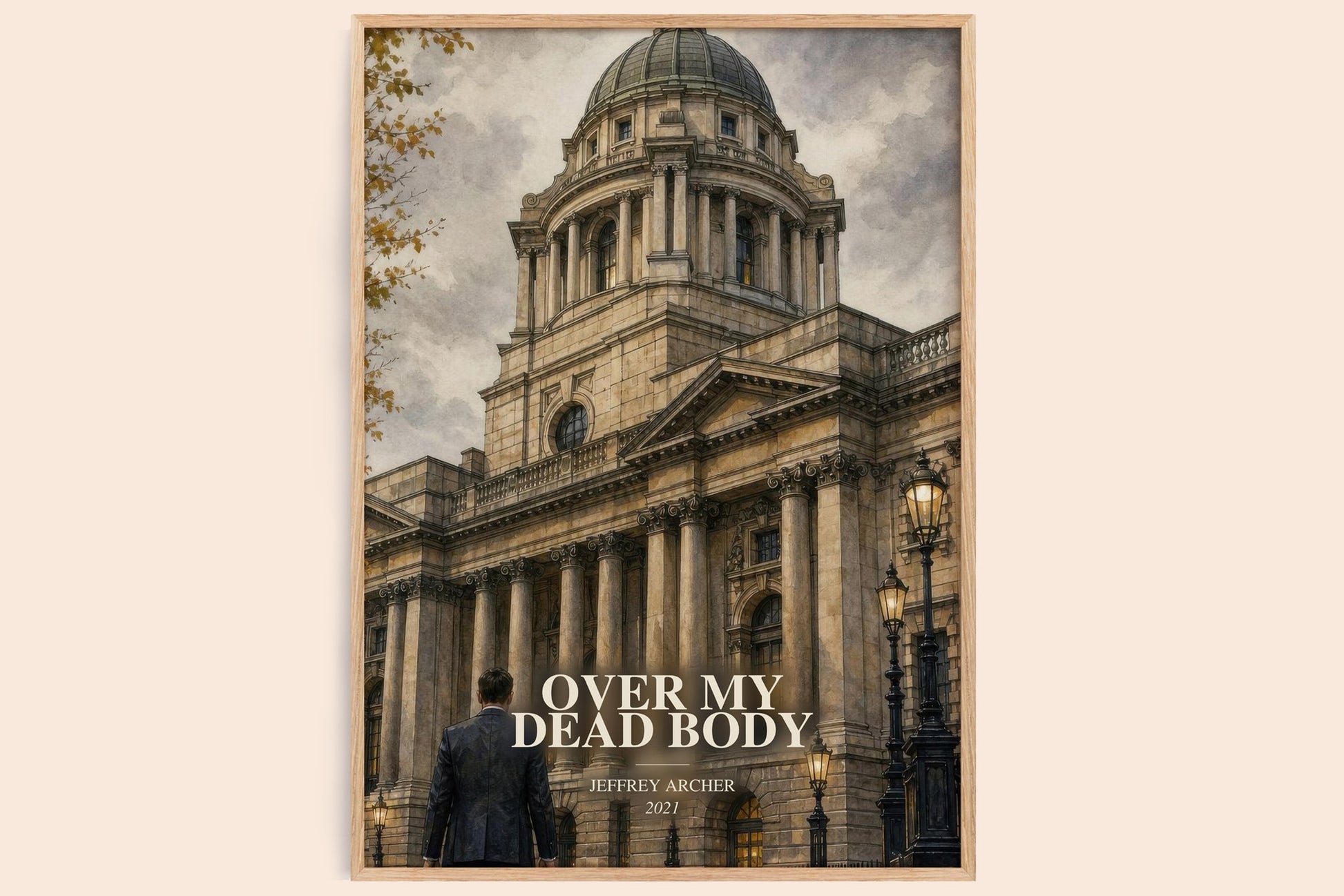 Over My Dead Body watercolour book poster by Jeffrey Archer – framed literary art print