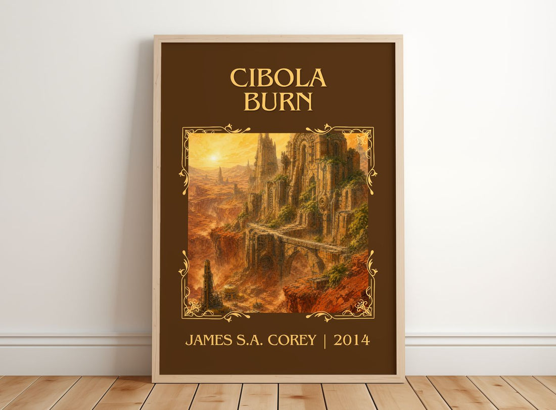 Cibola Burn Classic Book Art Print by James S.A. Corey – framed print leaning on a wooden floor