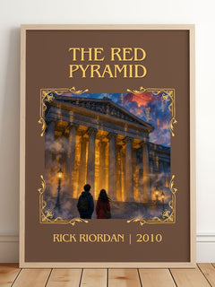 The Red Pyramid Classic Book Art Print by Rick Riordan – framed print leaning on a wooden floor
