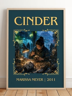 Cinder Classic Book Art Print by Marissa Meyer – framed print leaning on a wooden floor