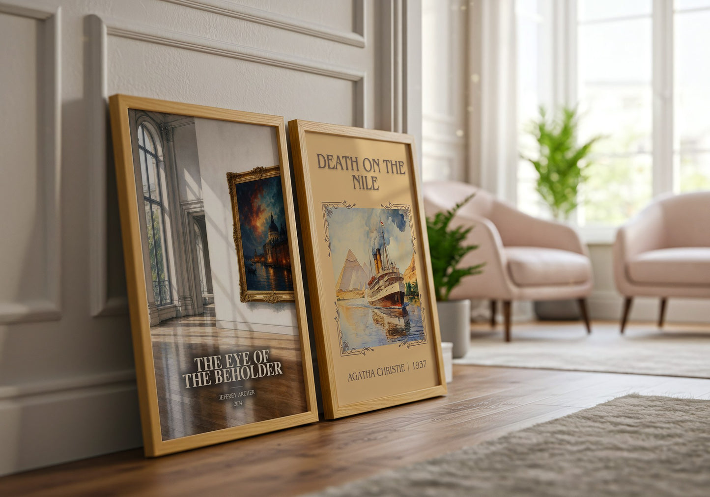 The Eye Of The Beholder watercolour print framed by window – literary home decor