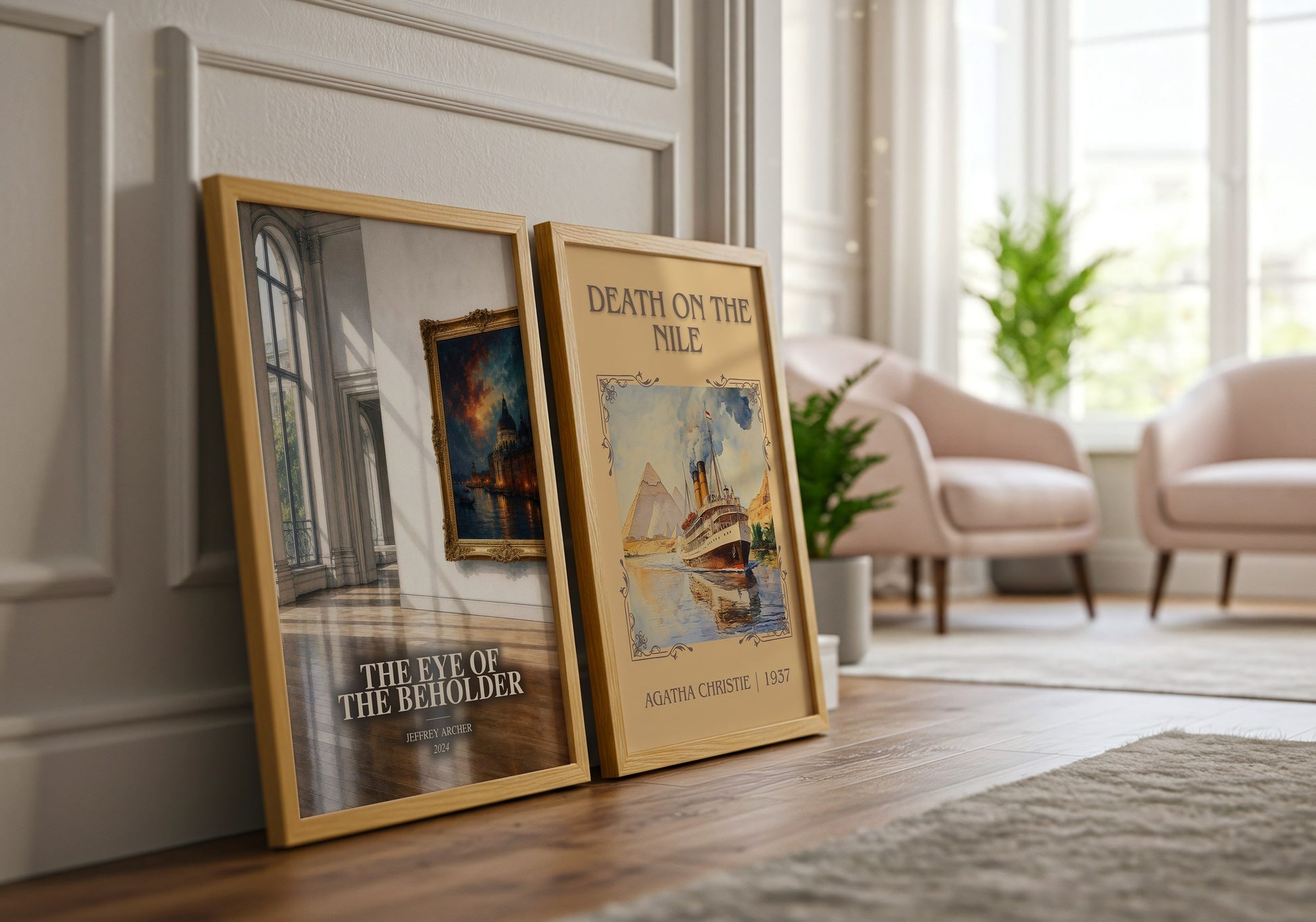 The Eye Of The Beholder watercolour print framed by window – literary home decor