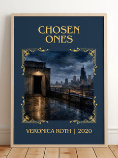 Chosen Ones Classic Book Art Print by Veronica Roth – framed print leaning on a wooden floor