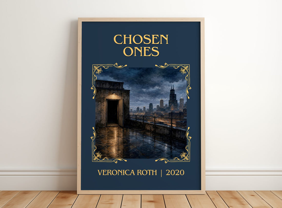 Chosen Ones Classic Book Art Print by Veronica Roth – framed print leaning on a wooden floor