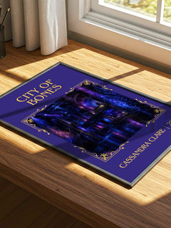 City of Bones Classic Book Art Print by Cassandra Clare – print on a sunlit desk
