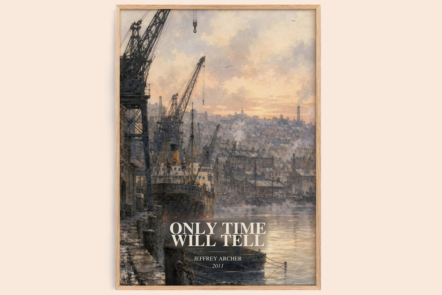 Only Time Will Tell watercolour book poster by Jeffrey Archer – framed literary art print