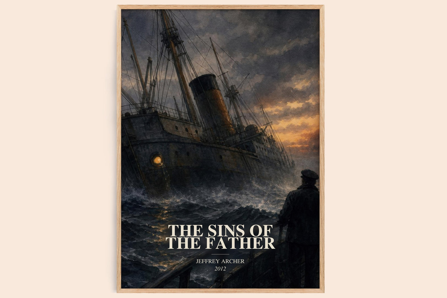 The Sins Of The Father watercolour book poster by Jeffrey Archer – framed literary art print