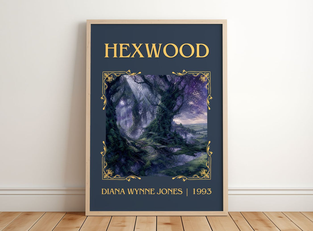 Hexwood Classic Book Art Print by Diana Wynne Jones – framed print leaning on a wooden floor