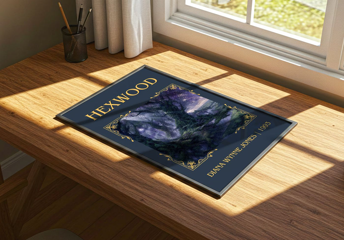 Hexwood Classic Book Art Print by Diana Wynne Jones – print on a sunlit desk