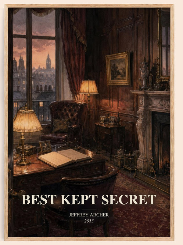 Best Kept Secret watercolour book poster by Jeffrey Archer – framed literary art print