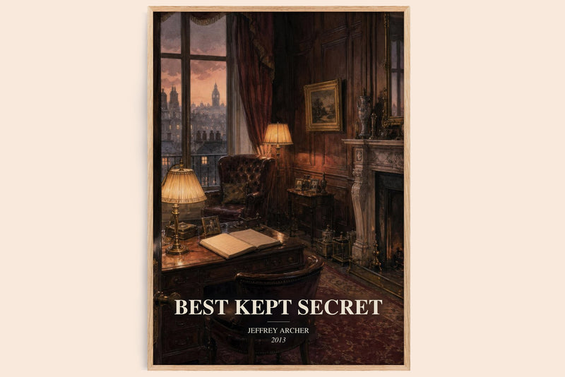 Best Kept Secret watercolour book poster by Jeffrey Archer – framed literary art print