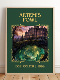 Artemis Fowl Classic Book Art Print by Eoin Colfer – framed print leaning on a wooden floor