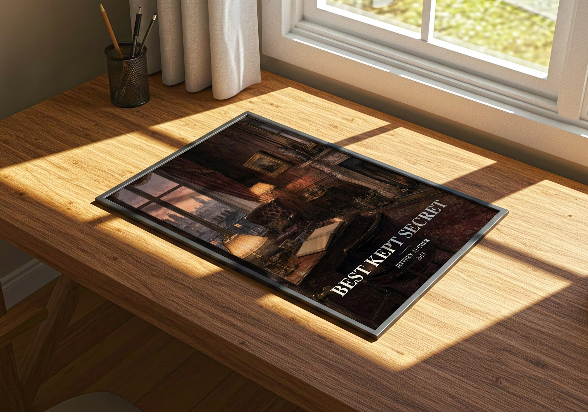 Best Kept Secret watercolour book poster framed on wall – historical fiction wall art