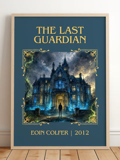 The Last Guardian Classic Book Art Print by Eoin Colfer – framed print leaning on a wooden floor