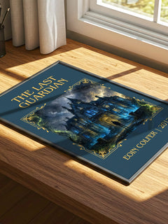 The Last Guardian Classic Book Art Print by Eoin Colfer – print on a sunlit desk