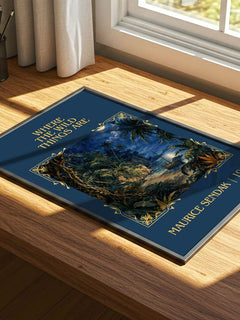 Where the Wild Things Are Classic Book Art Print by Maurice Sendak – print on a sunlit desk