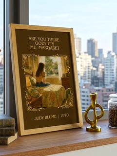 Are You There God? It's Me, Margaret Classic Book Art Print – framed print on a city-view windowsill