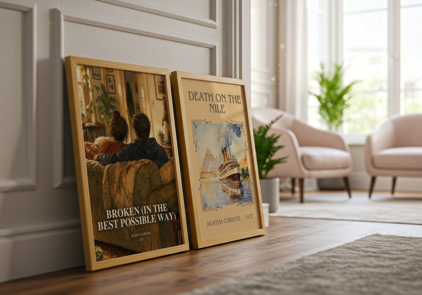 Broken (In The Best Possible Way) watercolour print framed by window – literary home decor