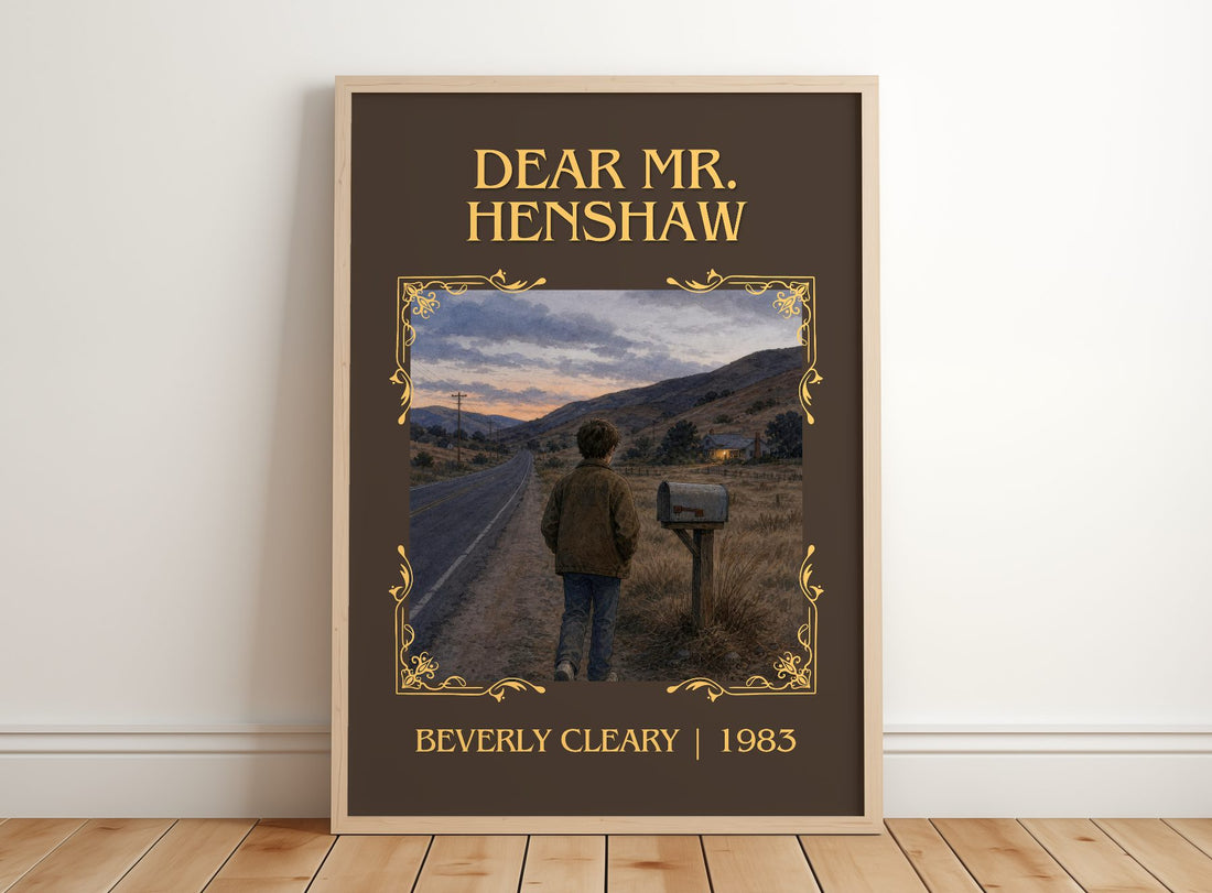 Dear Mr. Henshaw Classic Book Art Print by Beverly Cleary – framed print leaning on a wooden floor