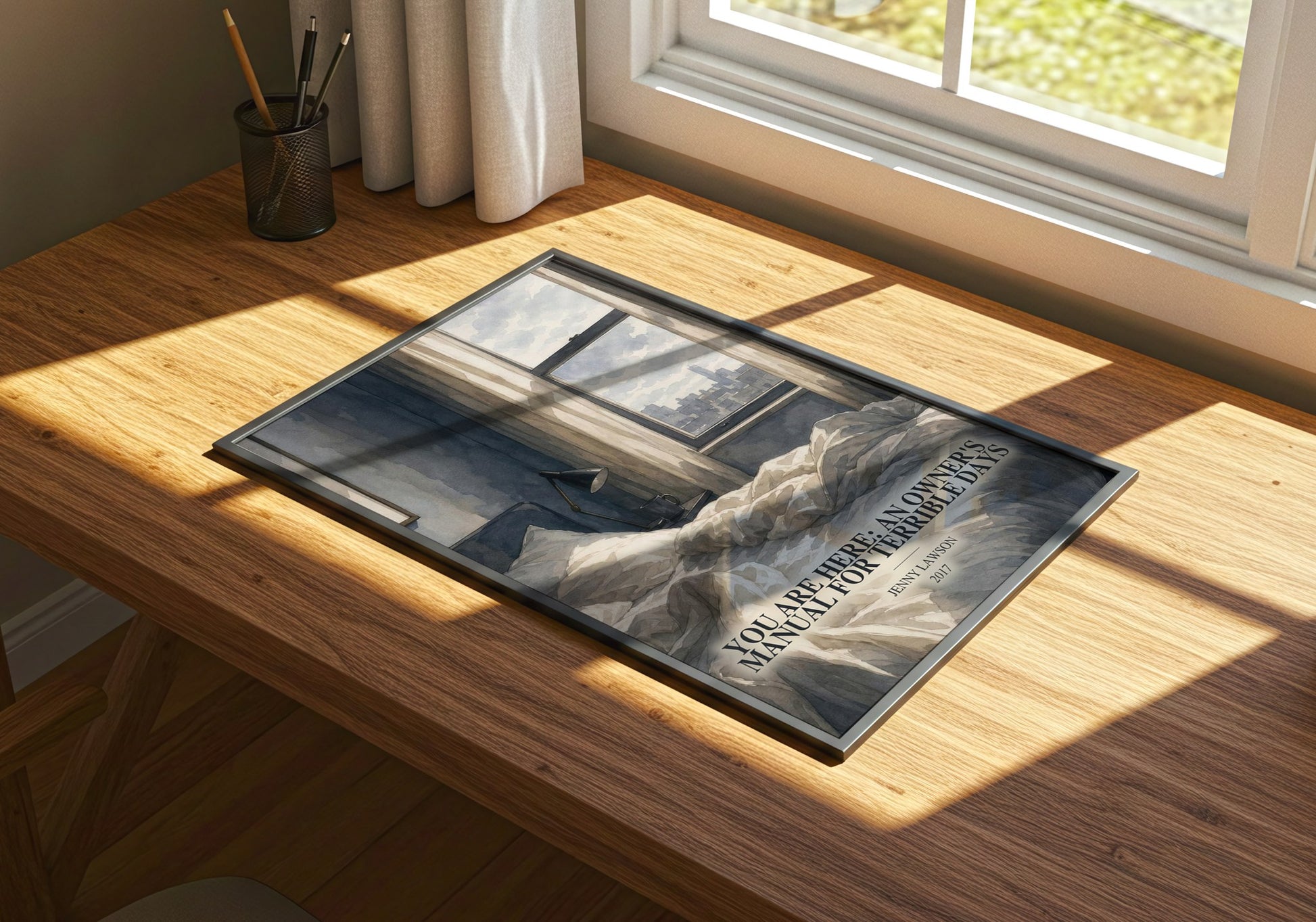 You Are Here: An Owner'S Manual For Terrible Days watercolour book poster framed on wall – memoir wall art