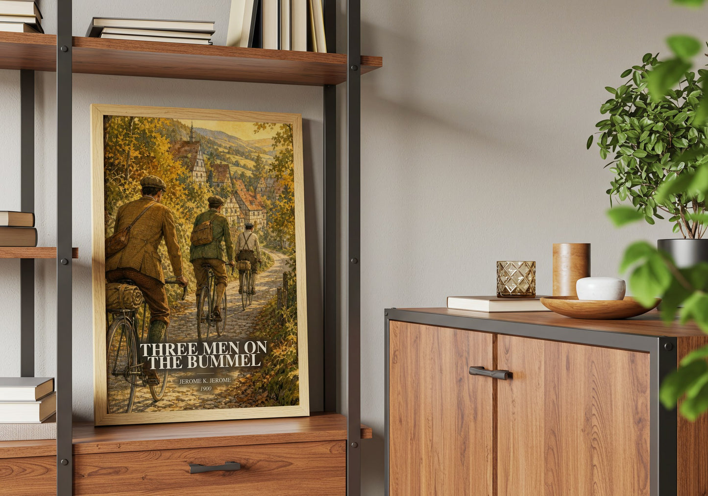 Three Men On The Bummel book watercolour illustration paper finish options – matte satin gloss