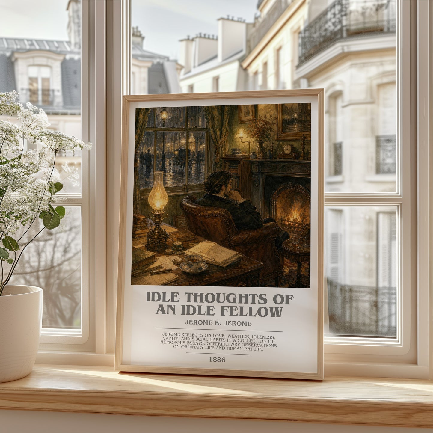 Idle Thoughts Of An Idle Fellow bookish poster colour and style options – Jerome K. Jerome book art
