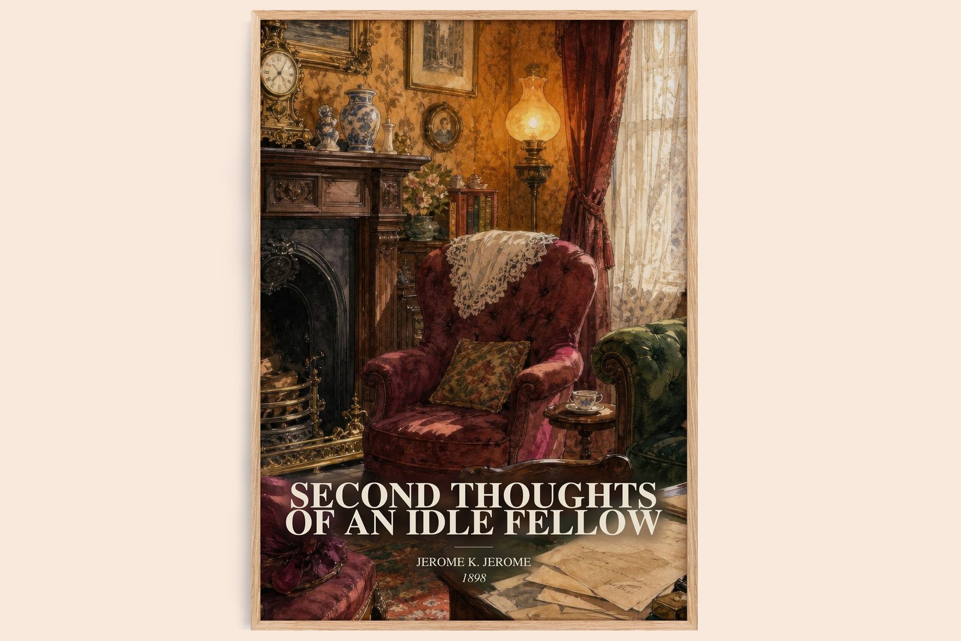 Second Thoughts Of An Idle Fellow watercolour book poster by Jerome K. Jerome – framed literary art print