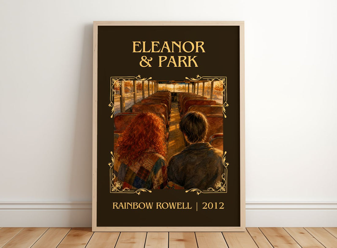 Eleanor & Park Classic Book Art Print by Rainbow Rowell – framed print leaning on a wooden floor