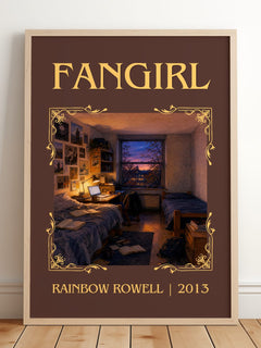 Fangirl Classic Book Art Print by Rainbow Rowell – framed print leaning on a wooden floor