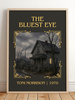 The Bluest Eye Classic Book Art Print by Toni Morrison – framed print leaning on a wooden floor